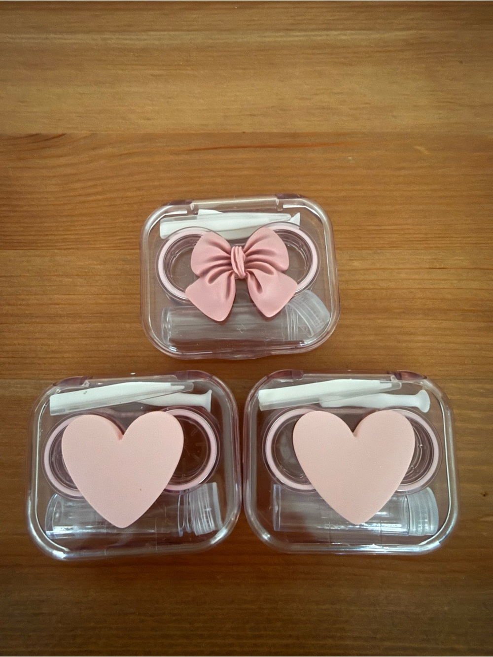 Pink Bow & Heart Contact Lens Case Set